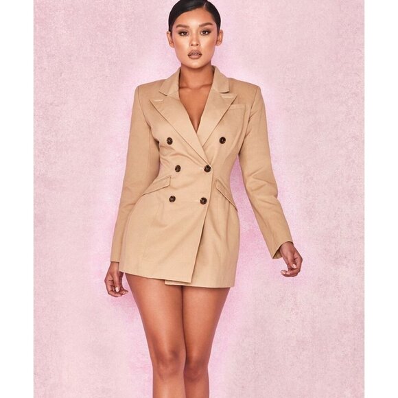 House of CB Alexis Robe Blazer in Camel Size Small Trench Coat Dress - Picture 1 of 12